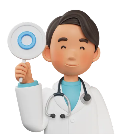 Male Doctor Holding O Sign  3D Illustration