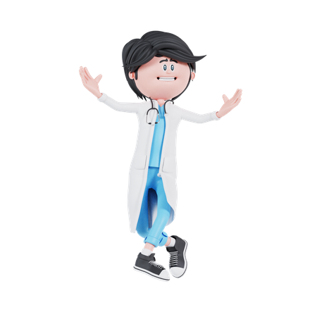 Male Doctor in happy pose  3D Illustration