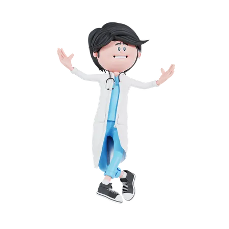 Male Doctor in happy pose  3D Illustration