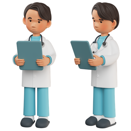 Male Doctor Looks Worried As He Looks At The Chart 3 D Graphic  3D Illustration