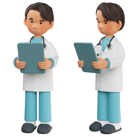 Male Doctor Looks Worried As He Looks At The Chart 3 D Graphic  3D Illustration