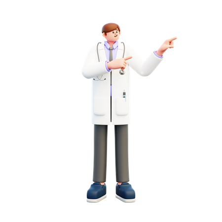 Male Doctor Pointing Recommendation  3D Illustration