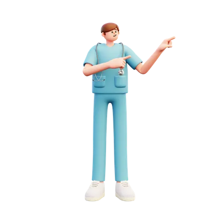 Male Doctor Pointing Recommendation  3D Illustration