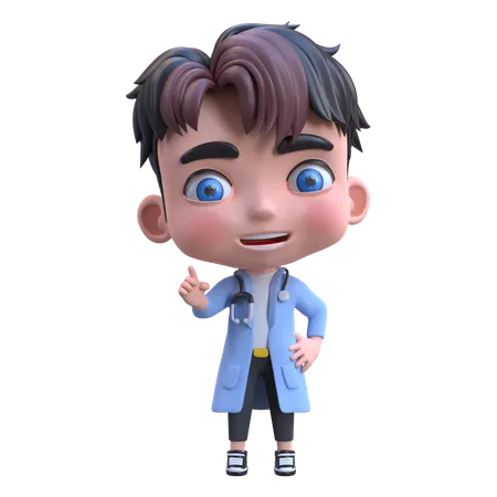 Male doctor pointing something  3D Illustration