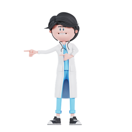 Male Doctor pointing to right  3D Illustration