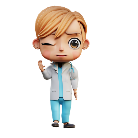 Male Doctor Say Hello  3D Illustration