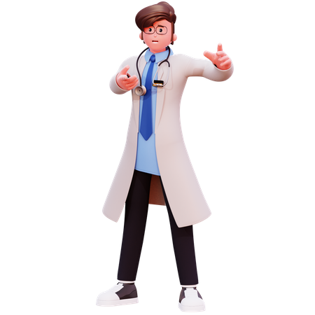 Male Doctor show something  3D Illustration