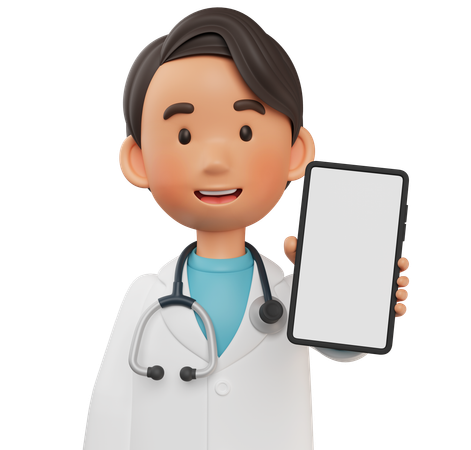 Male Doctor Showing Cell Phone  3D Illustration