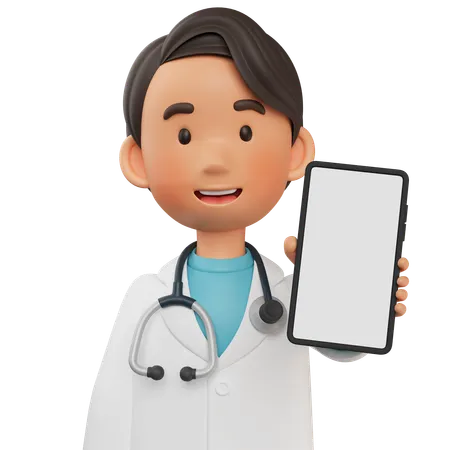 Male Doctor Showing Cell Phone  3D Illustration