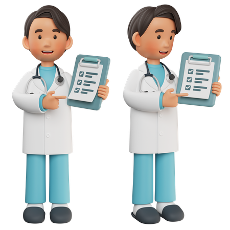 Male Doctor Showing Medical Report  3D Illustration