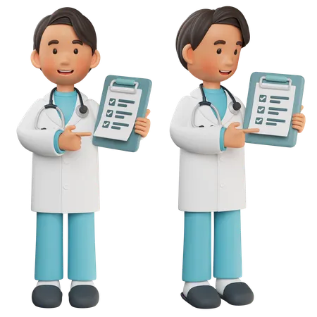 Male Doctor Showing Medical Report  3D Illustration