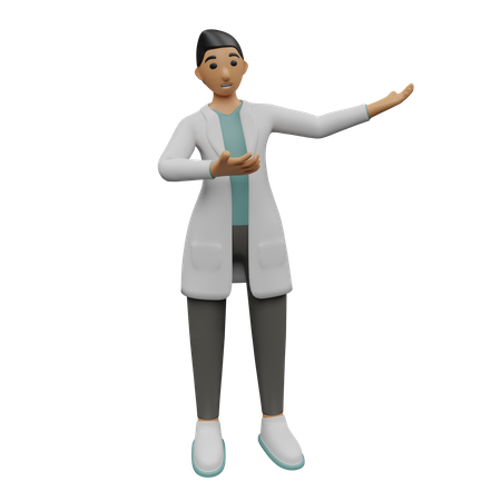 Male doctor showing something right side  3D Icon