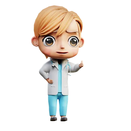 Male Doctor Showing Thumbs Up  3D Illustration