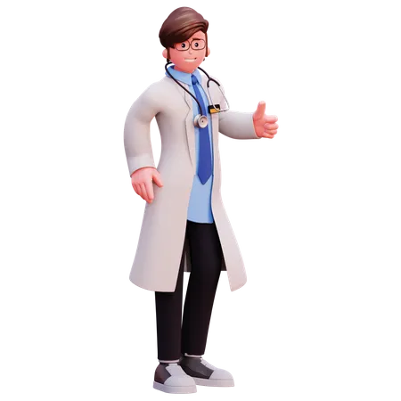 Male Doctor showing thumbs up  3D Illustration