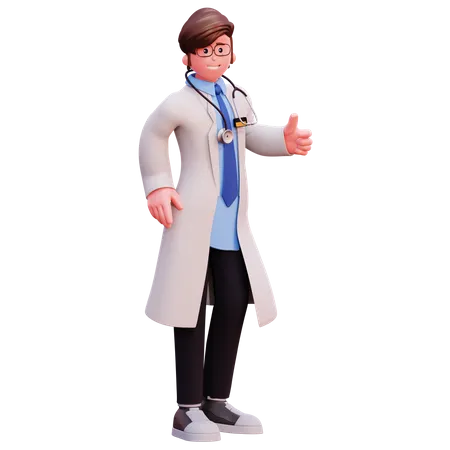 Male Doctor showing thumbs up 3D Illustration