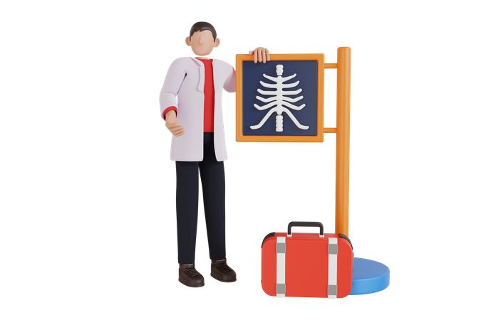 Male doctor showing x-ray image  3D Icon