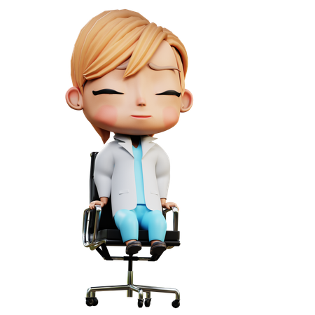 Male Doctor Sitting On Chair  3D Illustration
