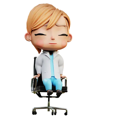 Male Doctor Sitting On Chair  3D Illustration