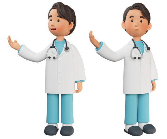 Male Doctor Standing While Showing Something  3D Icon