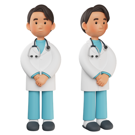 Male Doctor Standing With Hands Holding  3D Icon