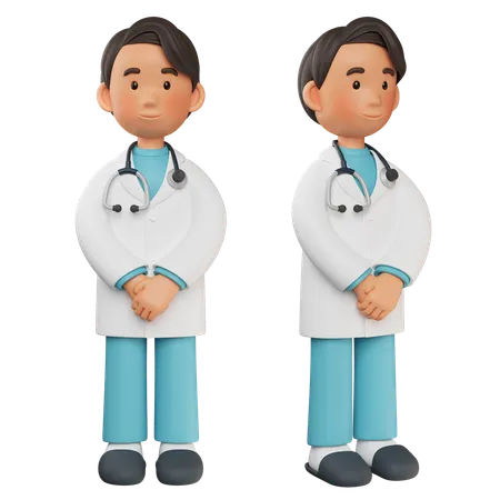 Male Doctor Standing With Hands Holding  3D Icon