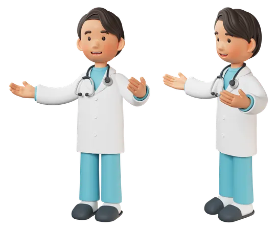 Male Doctor Standing With Open Arms  3D Icon
