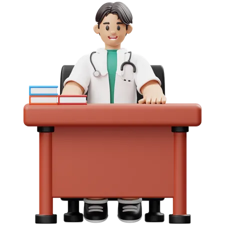 Male doctor Waiting Patient in his clinic  3D Illustration