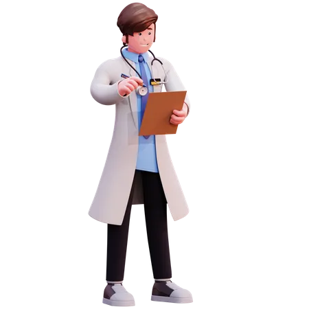 Male Doctor write prescription  3D Illustration