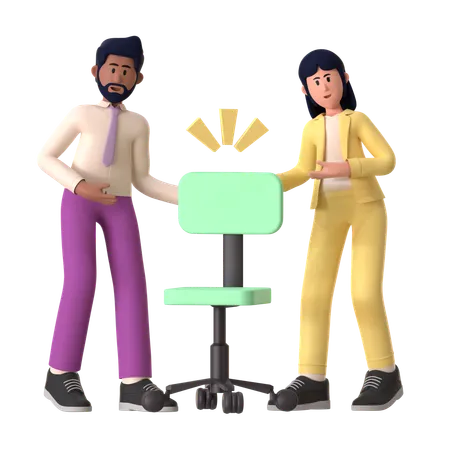 Male Employee And Female Employee Hiring Team  3D Illustration