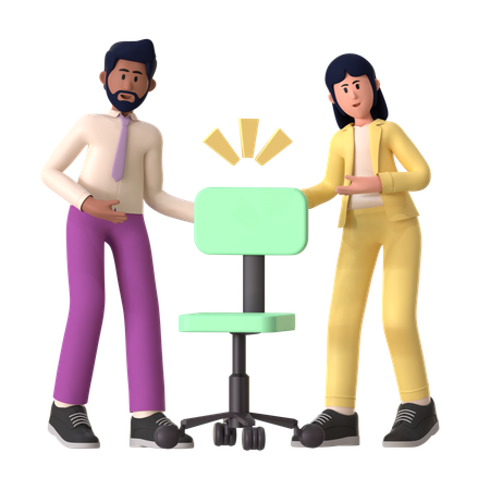 Male Employee And Female Employee Hiring Team  3D Illustration