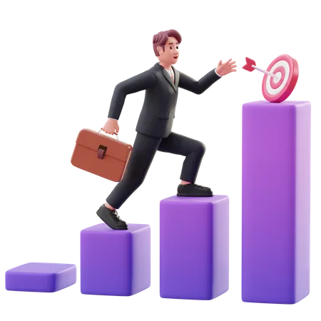 Male employee Chasing targets  3D Illustration