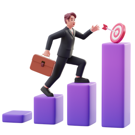 Male employee Chasing targets  3D Illustration