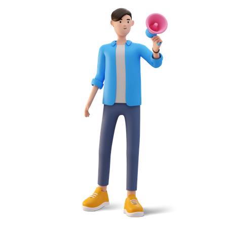 Male employee doing marketing  3D Illustration