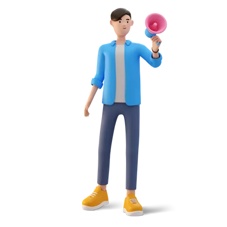 Male employee doing marketing  3D Illustration