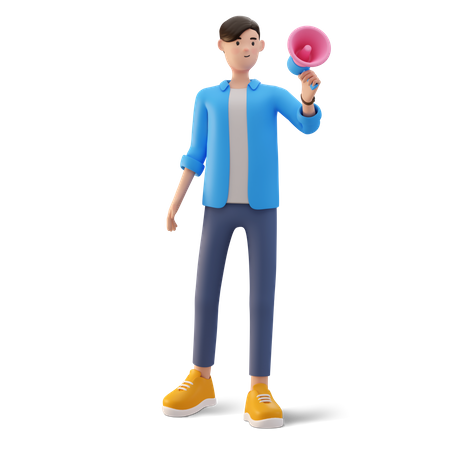 Male employee doing marketing 3D Illustration