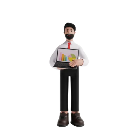 Male employee giving presentation  3D Illustration