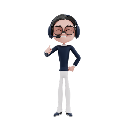 Male employee showing thumbs up  3D Icon