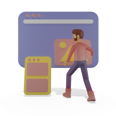 Male employee solving problem  3D Icon