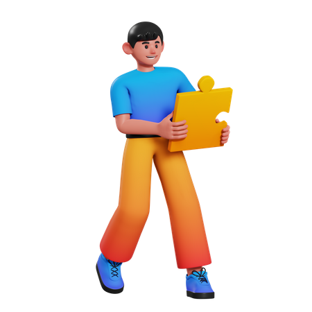 Male employee with business solution  3D Icon