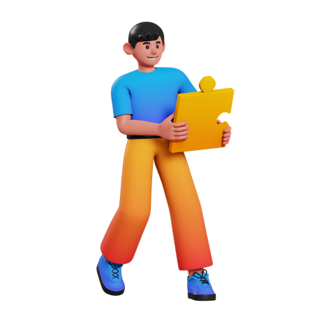 Male employee with business solution  3D Illustration