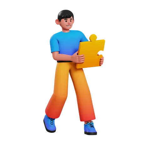 Male employee with business solution 3D Illustration
