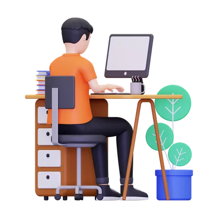 3 D Employees Are Working In The Office Illustration 3D Illustration