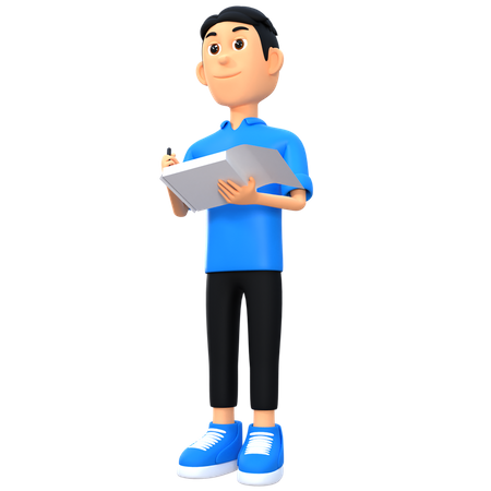 Male Emplyee Making Notes  3D Illustration