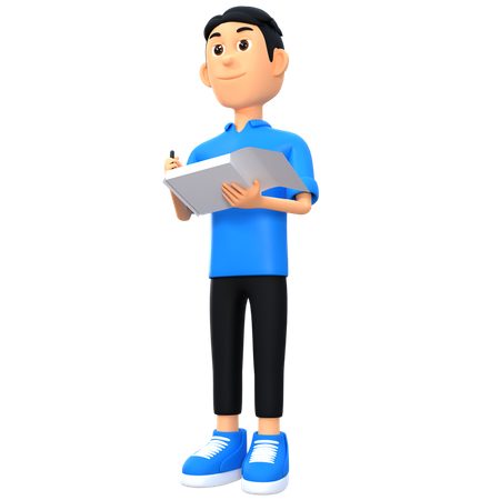 Male Emplyee Making Notes 3D Illustration