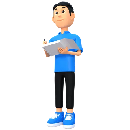 Male Emplyee Making Notes  3D Illustration
