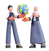 Homme et femme tenant un globe