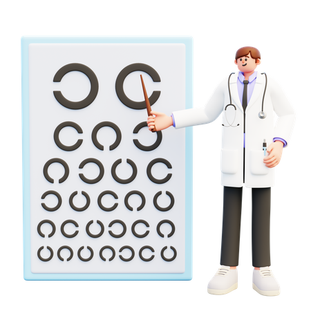Male Eye Specialist Doing Vision Check Up  3D Illustration