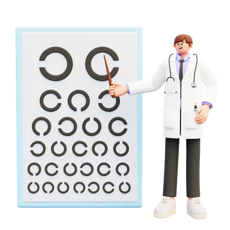 Male Eye Specialist Doing Vision Check Up  3D Illustration