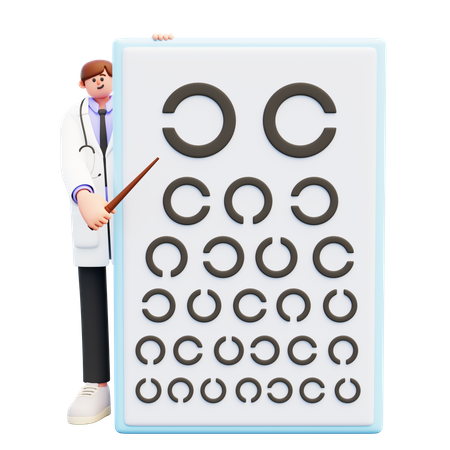 Male Eye Specialist Doing Vision Check Up From Behind  3D Illustration