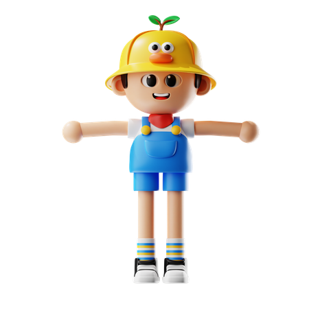 Male Farmer Giving T Pose  3D Icon